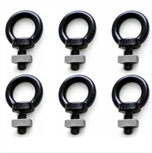 6 x Designed to fit TentBox Cargo - O-Ring Tie Down Points, Black Metal with Sliding Plate, Accessory Rail Mounting Hardware, 6 Pack