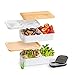 Atthys - Lunch Box Blanc | Bento Japonais Design 3 Couverts Offerts | Bento Box 2 Compartiments Hermétiques 1200 ML | Micro-Ondes Lave-Vaisselle | Boîte Déjeuner Bois Adulte ou Enfant