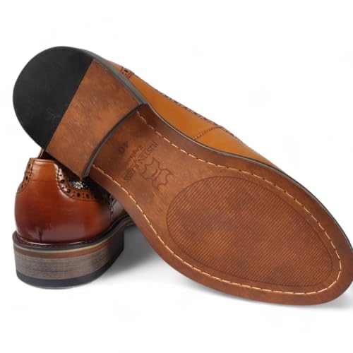 Men's Leather Floral Print Brogue Dress Shoes - Ross3