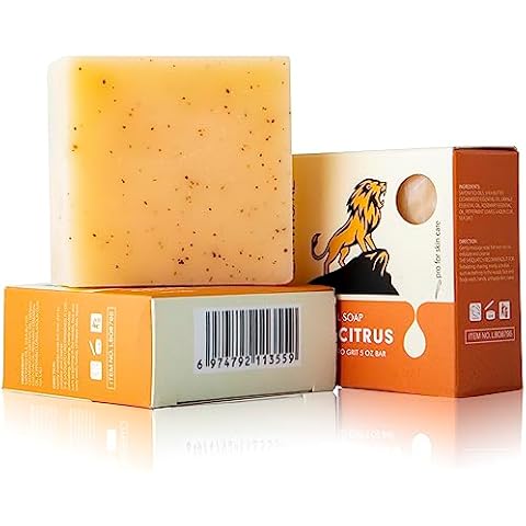Lanthome All Natural Bar Soap for Men, Moisturizing Mens Bar Soap 100g, Cedar Citrus Smell Fresh Men's Exfoliating Body Wash Bath Soap with Shea Butter 3 Pack Cover