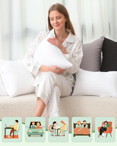 Pillow Insert Set of 4, Soft Virgin Microfiber Square Throw Pillow Inserts for Living Room, Couch Bed Pillows, Down Alternative Filled, 18x18 Inch(45x45cm White