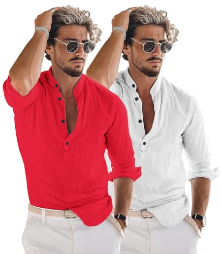 Image of Combo of Men Solid Cotton Blend Straight Kurta Shirt Pack of 2