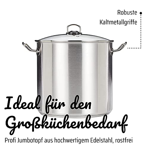 Miniatura 3 de Gsw 643474 - Olla Grande Profesional Con Tapa De Cristal 30 X 28 Cm Aprox. 20 Litros, De Acero Inoxidable, Plateada, 44 X 31,5 X 29,5 Cm, 2 Unidades