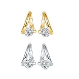 Halolux Lymphvity Germanium Earrings for Women Atheniz Lymphatic Drainage Earrings Gold Silver Cubic Zirconia Hoop Earrings Trendy Jewelry for Women (Gold+Silver)