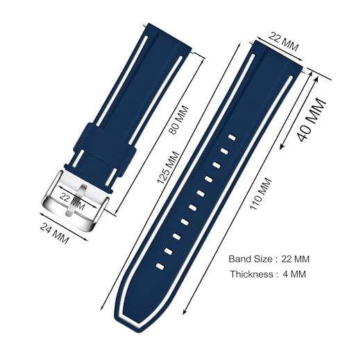 Image of TIMEWEAR 22 mm Silicone Strap With Quick Release Pin Sidebar, Compatible with Boat Xtend, Noise Colorfit, Fireboltt, Samsung Gear, All Watches & Smart Watches with Lug Width 22mm