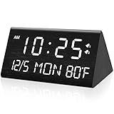 fomobest Wooden Digital Alarm Clock, 0-100% Dimmer, Dual Alarm Settings, Weekday /Everyday Mode, 9 M