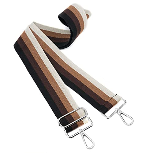 Image of Silvery Buckles Wide Shoulder Strap Adjustable Replacement Belt Crossbody Canvas Bag Handbag