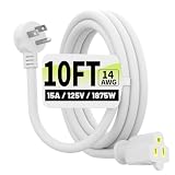 Vockjour 10 FT 14 Gauge Low Profile Flat Plug Extension Cord...