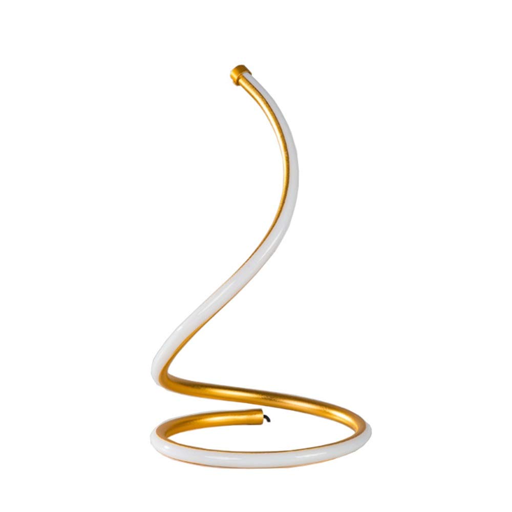 KH Spiral LED Desk Lamp, Curved Table Lamp, Modern Minimalist Lighting Design, Multiple Color Temperature LED Table Lamp, Modern Lamp for Living Room and Bedroom (Gold)