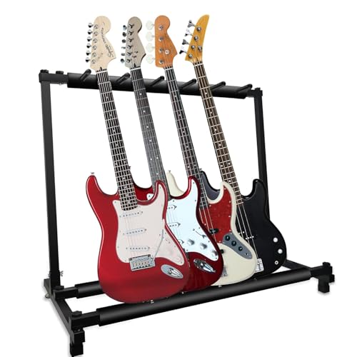 5 CORE Multi Guitar Rack 5 Holder Stand Universal Guitars Display Stand With Thick Padded Rubber...