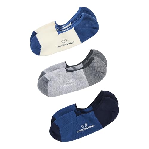 vineyard vines No-Show Loafer 3-Pack Socks, Prussian Blue, onesz