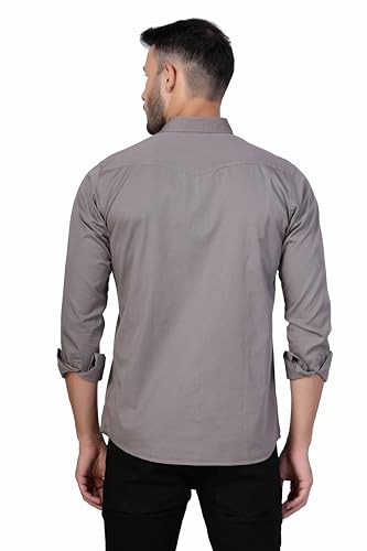 Image of Men's Cotton Twill Utility Shirt | Full Sleeve Button-Down Casual Shirt | Dual Chest Pockets | Comfortable Regular Fit | Everyday Wear