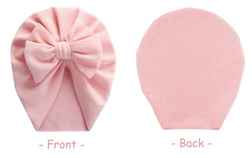 Benting 5 PCS Stretchy Baby Bandana Hat with Bow Waffle Pattern Baby Hat for Girls, Baby Hats, Toddlers, Newborns