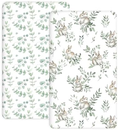 Crib Sheets for Boys and Girls, 2 Pack Fitted Baby Sheets for Standard Toddler Mattress 28