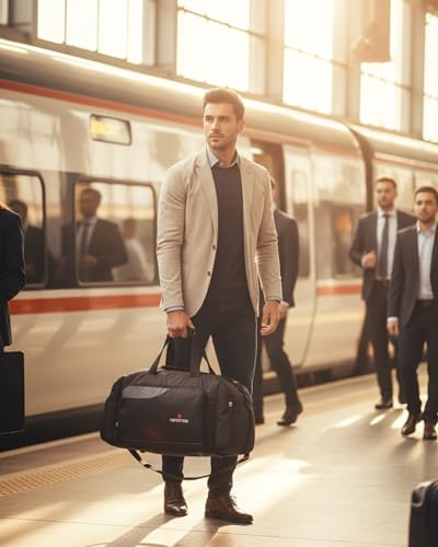 Image of PERFECT STAR 35L Hand Duffle Bags for travellings Travel Bag for man Luggage for Travelling & Women Carry Bag for Women Travel (Black Grey)