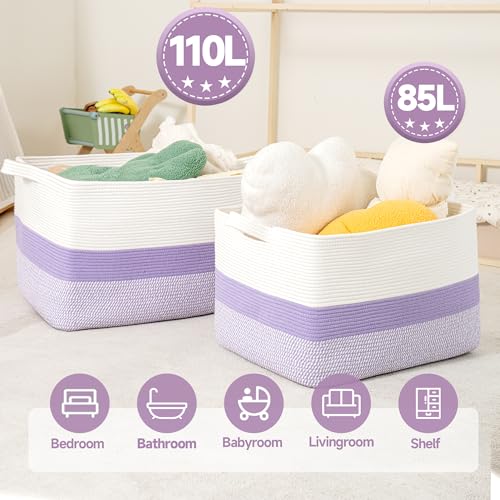 50% Off CLHMILY&Z Cotton Rope Storage Basket - Purple & White