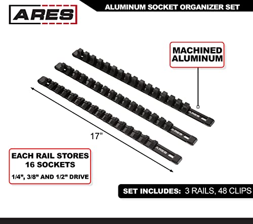 Image of ARES 70087 3-Pc 1 /4,3 /8,1 /2-In Socket Rail