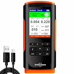 Real Time Air Quality Detector AQI Air Quality Monitor, Formaldehyde,TVOC Meter, PM2.5 Sensor for Cars,Homes,Schools,Offices Indoor/Outdoor