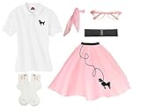 Hip Hop 50s Shop Adult 6 Piece Poodle Skirt Costume Set (Small, Light Pink)