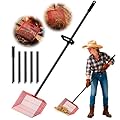 Chicken Poop Scooper with 12" Wide Heavy Duty Litter Shovel and Adjustable 25–73" Steel Handle, Multi-Section Detachable Pole Poop Rake for Easy Chicken Coop Cleaning, Durable Metal Accessories