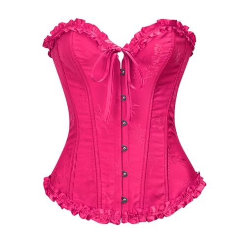 Corset push-up anti-douleur avec contrôle du ventre en dentelle rose XL