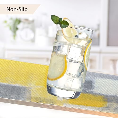 Ciaidu LYRCAD-439 Grey Yellow Placemats Set Of 6,Abstract Art Painting Waterproof Non-Slip Washable Table Mats Set For Kitchen Dining Holiday Party Wedding Decor 12X18 Inch thumb #3