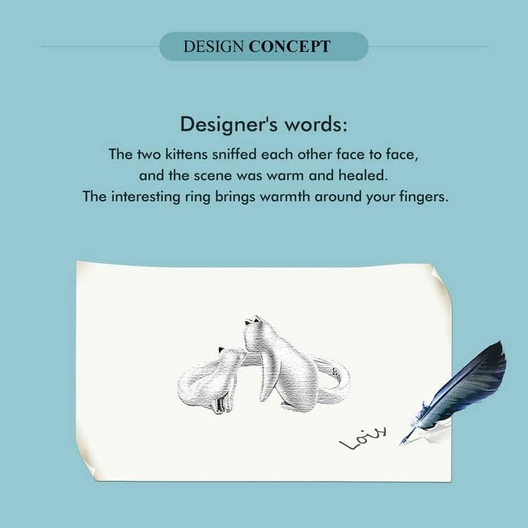 BISAER Sterling Silver Cat Rings - Adjustable Lovely Cats Animal Open Hug Rings - Women's Jewelry & Gifts - Image 7