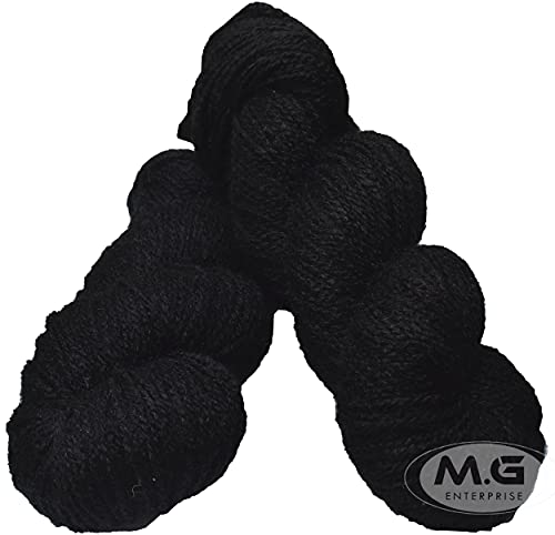 Image of RABIT Excel Black 300 GMS Wool Hank Hand Knitting Wool /Art Craft Soft Fingering Crochet Hook Yarn, Needle Knitting Yarn Thread Dyed-DC Art-FBE