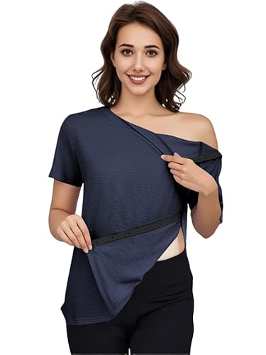 Fififlip Women's Post Shoulder Surgery Tear Away Shirt Short Sleeve
