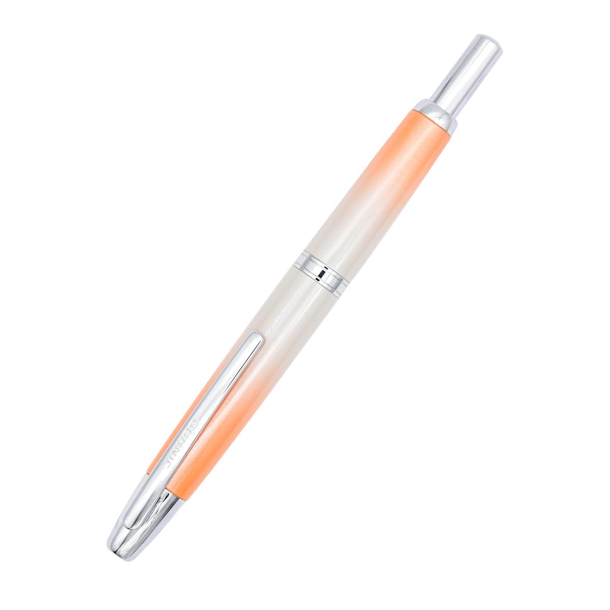 Jinhao 10 Press Fountain Pen, Retractable Metal Fountain Pen Fine Nib(0.5mm) with Ink Converter, Gradient Orange - Image 2