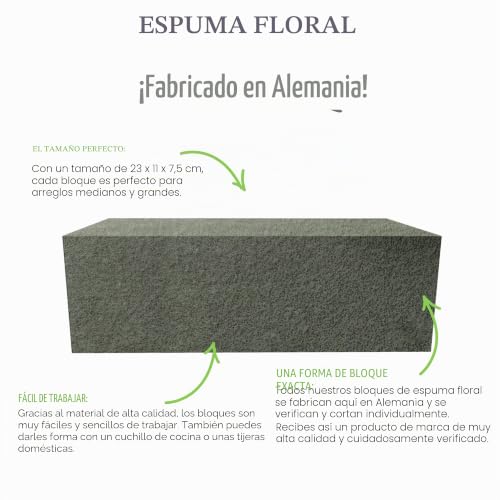 Miniatura 3 de 3 X Espuma Floral - Juego De Espuma Húmeda 23 X 11 X 7,5 Cm Steckmos, Compuesto Enchufable, Ladrillos Enchufables Para Arreglos Florales - Esponja Enchufable Para Manualidades Para Celebraciones