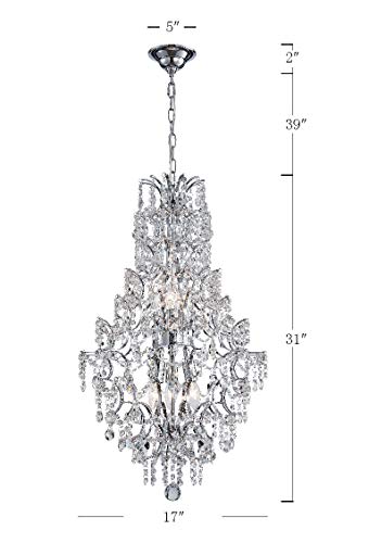 Modern Pendant Chandelier Crystal Raindrop Lighting Ceiling Light Fixture Lamp For Dining Room Bathroom Bedroom Livingroom 6 E12 Bulbs Required D17 In X H31 In #TOP2