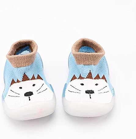 Gebreide schoenen voor baby's om te leren lopen, thermische sokken voor baby's, cartoon, antislipsokken, zachte kruipsokken, peuterschoenen, gebreide loopschoenen, enkelsokken, wit, 18 EU