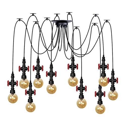 Lustre en métal style conduite d'eau pour éclairage suspendu de bar et salon rétro