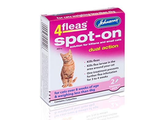 Johnson's Cat Kitten 4 fleas Dual Action Spot-on Solution Kills Fleas Dead (over 8 wks under 4kg)
