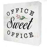 Office Sweet Office Wood Box Sign Decor Rustic Office Space Wooden Box Sign Block Plaque for Wall Ta