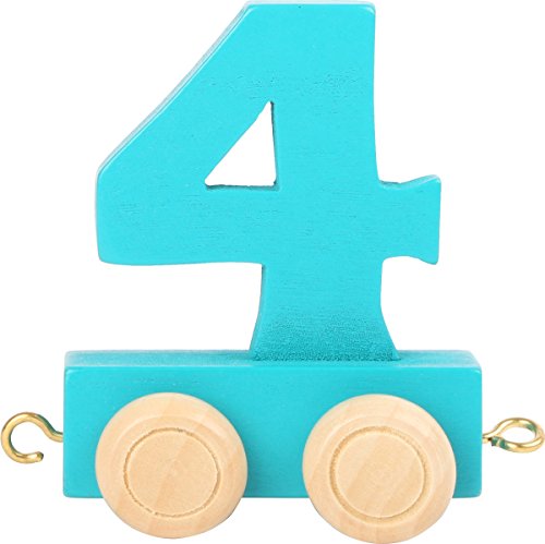 small foot design- Train Bois coloré. Le Wagon de Quatre Roues numéroté 4" s'accroche Chiffres pour Former âge, numéro de téléphone et Bien d'autres Choses, 10566
