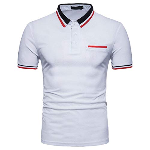 Photno Mens Polo Shirts Short Sleeve Tops Casual Slim Fit T Shirt Sport Tees White