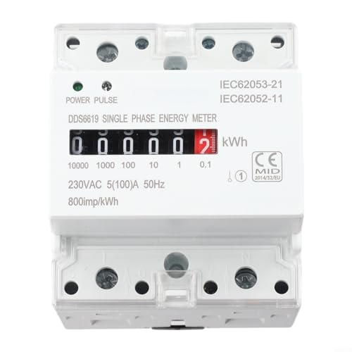 Sileduove Medidor de energía electrónico monofásico, Contador de kWh de CA, Vatímetro de riel DIN, Suministro eléctrico residencial, Medición precisa, Función de salida de pulso, 220V 100A 50Hz, 35mm