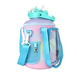 128 oz Water Bottle, 1 Gallon Water Bottle with Sleeve and Straw - Large Water Bottle with Time Marker, Big Water Bottle, 2 in 1 Lid BPA Free Reusable Leak Proof Sports Gym Water Bottles(Colorful)