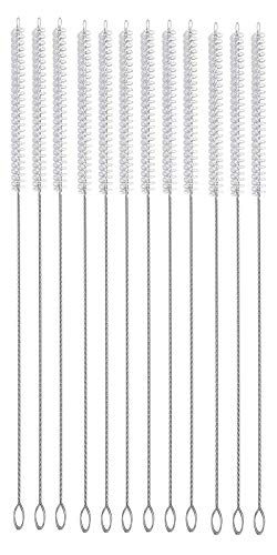 Image of YTM 12 Pcs Stainless Steel Nylon Thin Pipes Drinking Straw Cleaning Brushes | Test Cleaning Brush Nylon Bristles |Sliver-White Pack of 12
