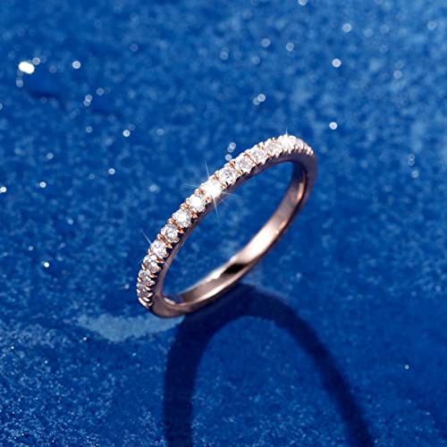 1.8Mm Moissanite Half Eternity Ring For Women, 0.25-0.3Ct Brilliant D Color Vvs1 Clarity Lab Created Diamond Moissanite Stackable Engagement Promise Ring Gold Filled Half Eternity Ring Wedding Band #TOP7