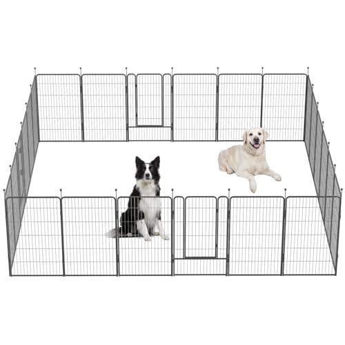 Image of Dog Playpen,32 /40 /45 Inch Height in Heavy Duty, Folding Indoor Outdoor Anti-Rust Dog Exercise Fence, Portable Pet Playpen with Door for Large Medium Small Dogs and Pet (24 Panels, 45 Inch) Silver