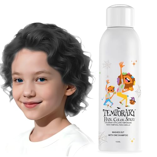 Image of Black Temporary Hair Color Spray for Women Men, Instant Colored Hair Dye Alternative for Teens, Disposable Washable, Quick Styling for Party Cosplay Christmas Halloween, 150ml