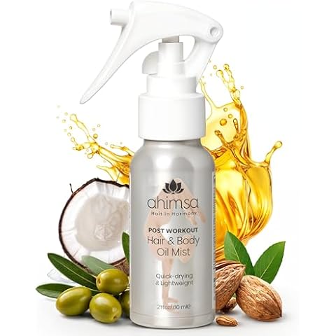 Ahimsa Body Oil Mist & Hair Oil | After Shower Body Oil for Women | Dry Body Oil Spray | 8 Essential Oils | Nourish, Moisturize & Add Shine | No Silicone | Coconut Oil | Argan Oil | Almond Oil | Vegan Cover