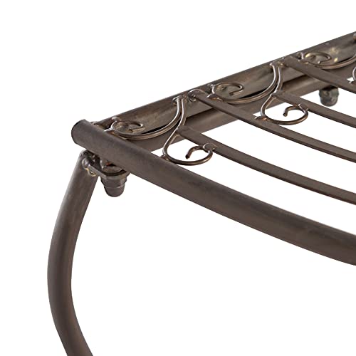 Image of SAFAVIEH Outdoor - Abia Iron Tree Bench - Rustic Brown Iron Metal - Vintage Scrollwork Garden Design - Ideal for Patio, Deck, Porch, Garden, 17 inch Seat Height (PAT5018B)