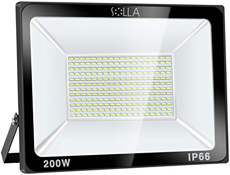 SOLLA 200W LED Flood Light, IP66 Waterproof, 16000lm, 1060W Equivalent, Super Bright Outdoor Security Lights, 6000K Daylight White, Floodlight Landscape Wall Lights
