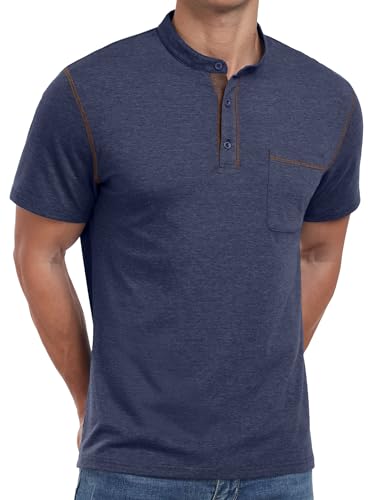 Image of Sailwind Mens Henley Shirts Short Sleeve Summer Casual Classic Cotton T Shirts Pocket Button Shirt