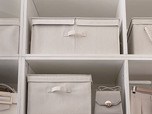 Storageworks Storage Box With Lid, Foldable Clothes Closet Organizer, Mixing Of Beige, White & Ivory, Bamboo Style, Extra Large, 58.7L Huge Capacity #TOP4