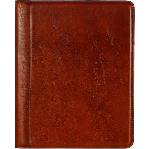 Time Resistance Leather Portfolio – Tablet size Leather Document Case – Small Briefcase Made in Italy (Cognac Brown)